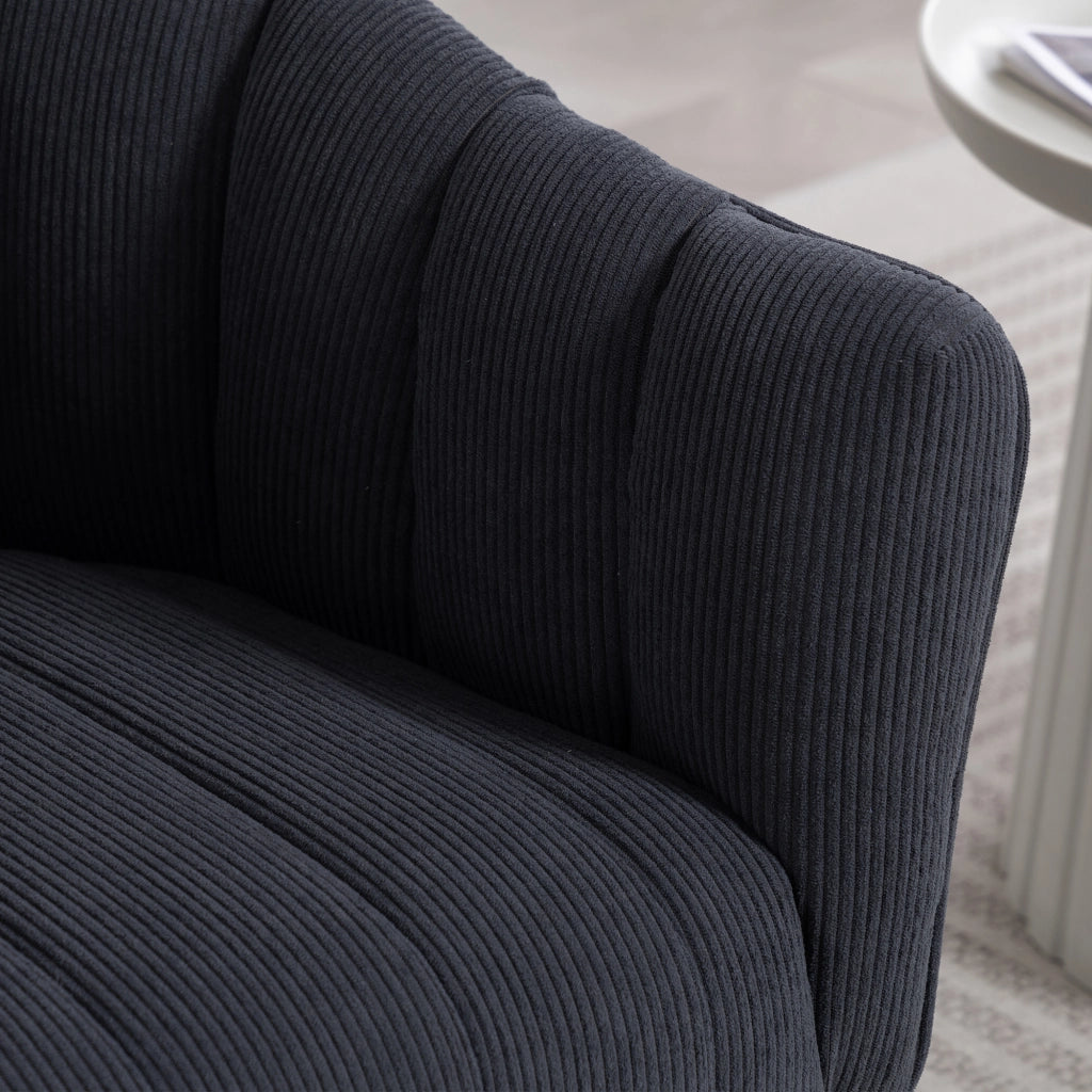 Sedia girevole 360° in velluto a coste, colore grigio scuro, con imbottitura ergonomica e base stabile