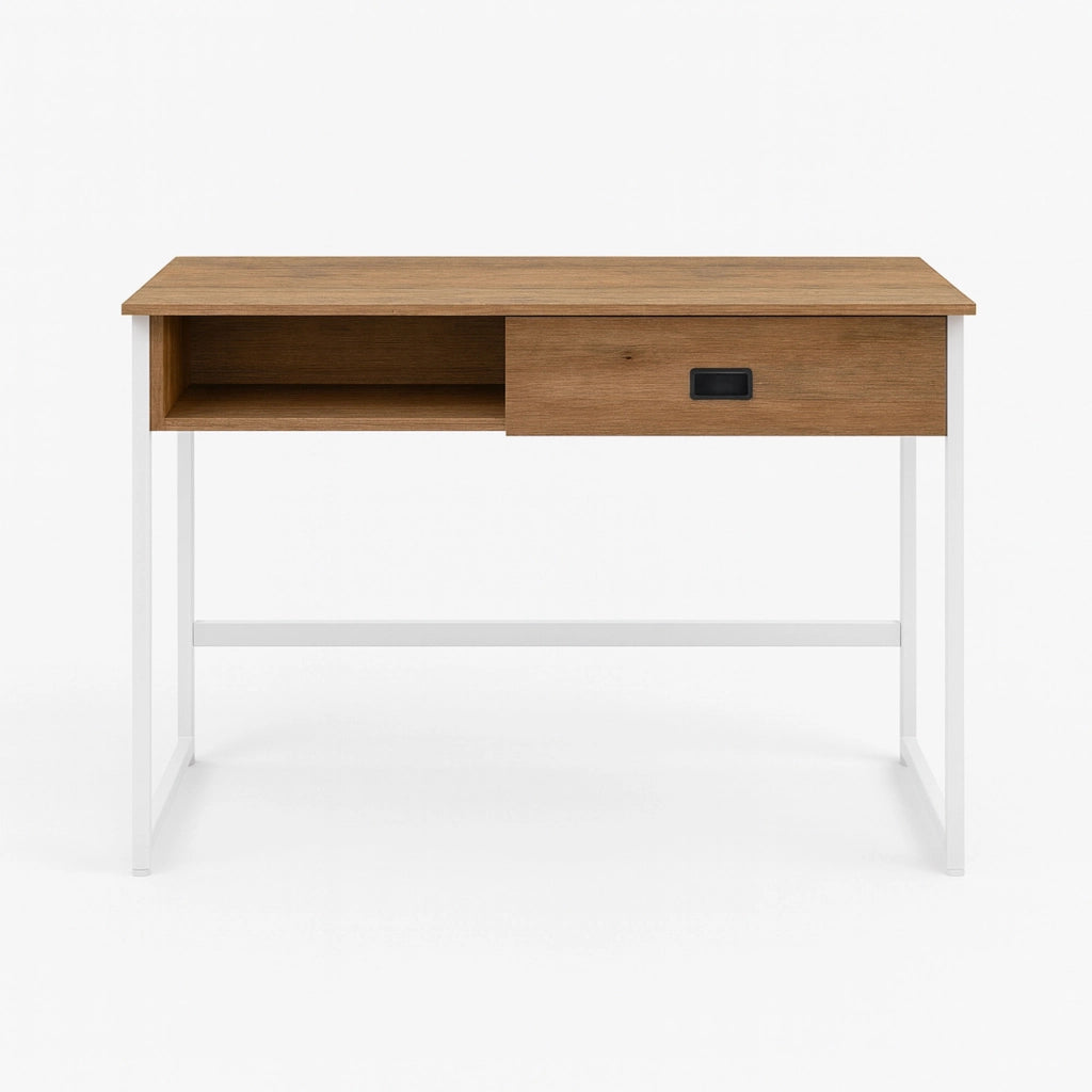 Otari - Scrivania in stile industrial oak con cassetto e vano a giorno, 110x50xH76 cm
