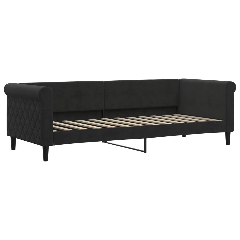 Divano Letto Estraibile con Cassetti Nero 80x200 cm in Velluto 3197840