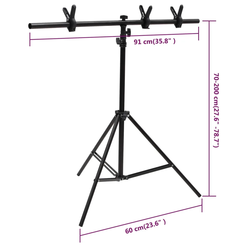 Supporto per Sfondo a T Nero 91x60x(70-200) cm cod mxl 74068