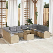 Set Divano da Giardino con cuscino 11 pcs Beige Poly Rattan 3357453