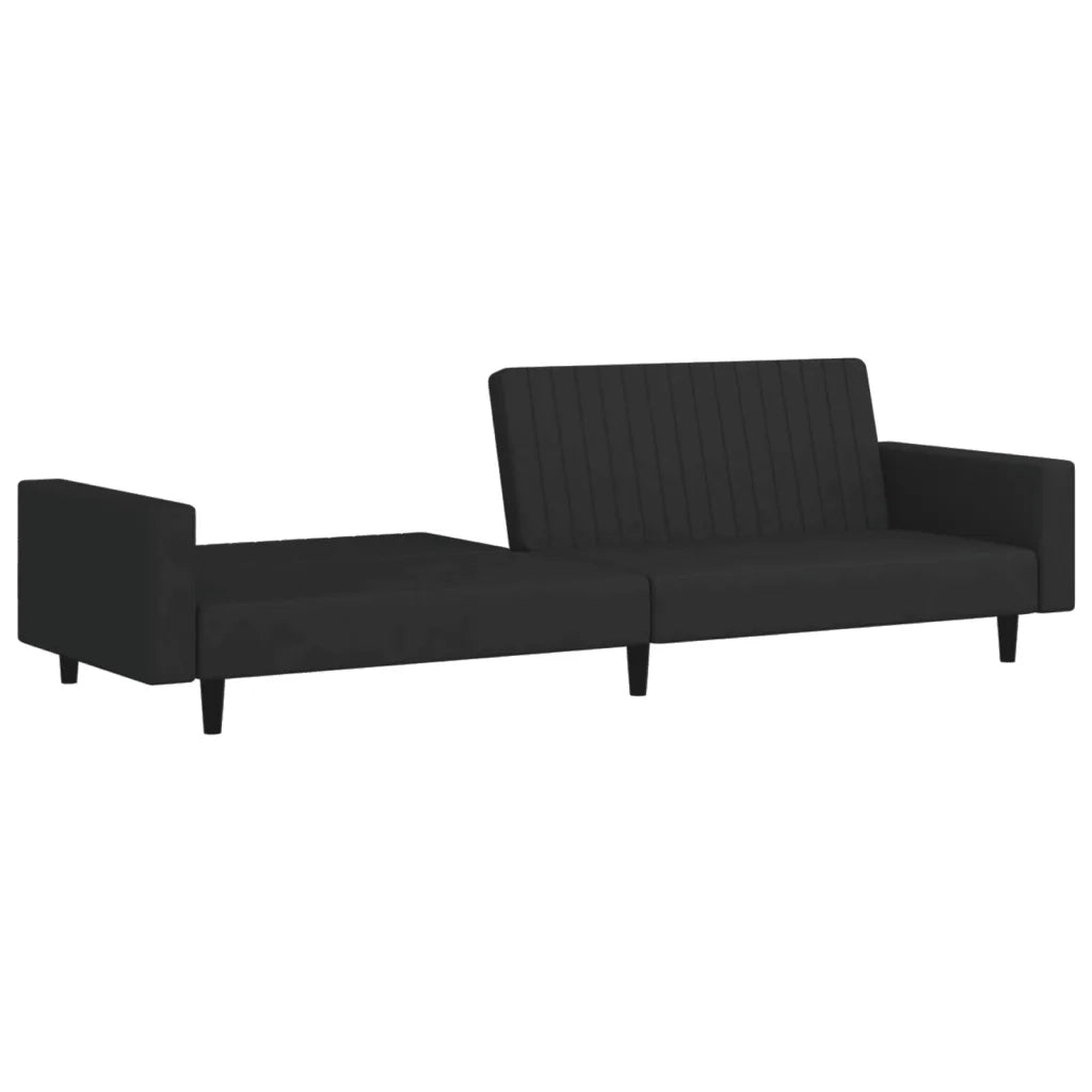 Divano Letto a 2 Posti Nero in Velluto 375943
