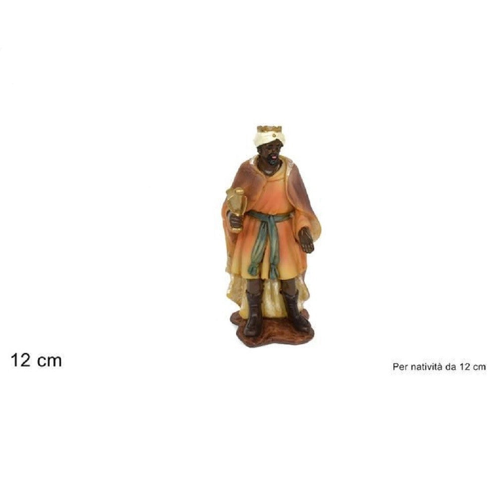 Trade Shop - Statuina Baldassarre 12cm Per Presepe In Resina Decoro Natale Natalizio Natività -