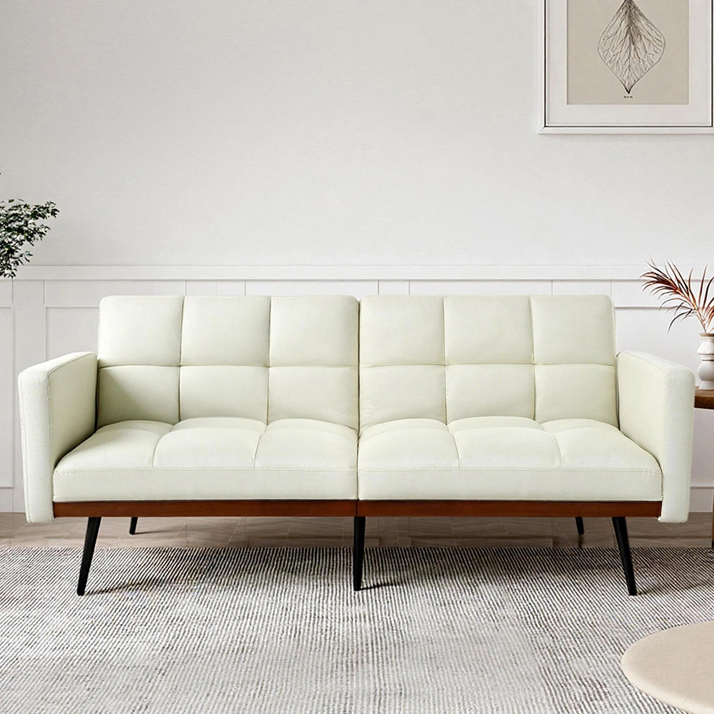 Divano futon moderno - Xylo - 146 cm - Beige - Schienale regolabile in 5 posizioni