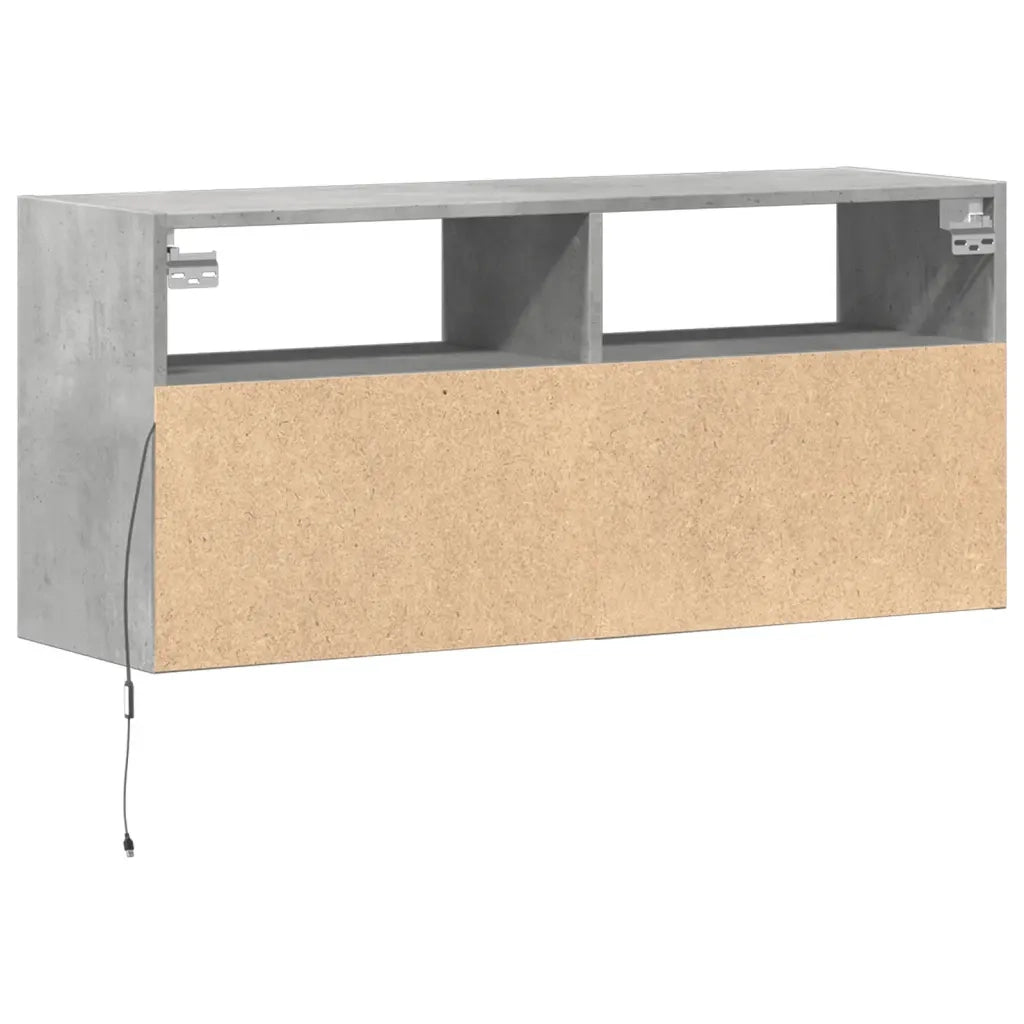 Mobile TV a Parete con Luci LED-Mobile TV a Muro Grigio Cemento 100x31x45 cm 485277