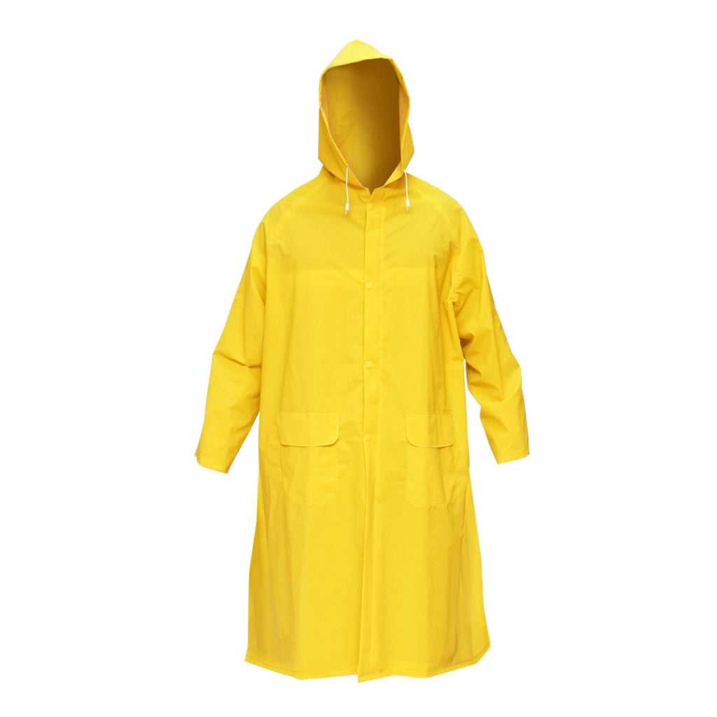 Mantella con cappuccio impermeabile taglia XXXL in poliestere e PVC con aperture di ventilazione, 2 tasche e cerniera, gialla Breckner Germany