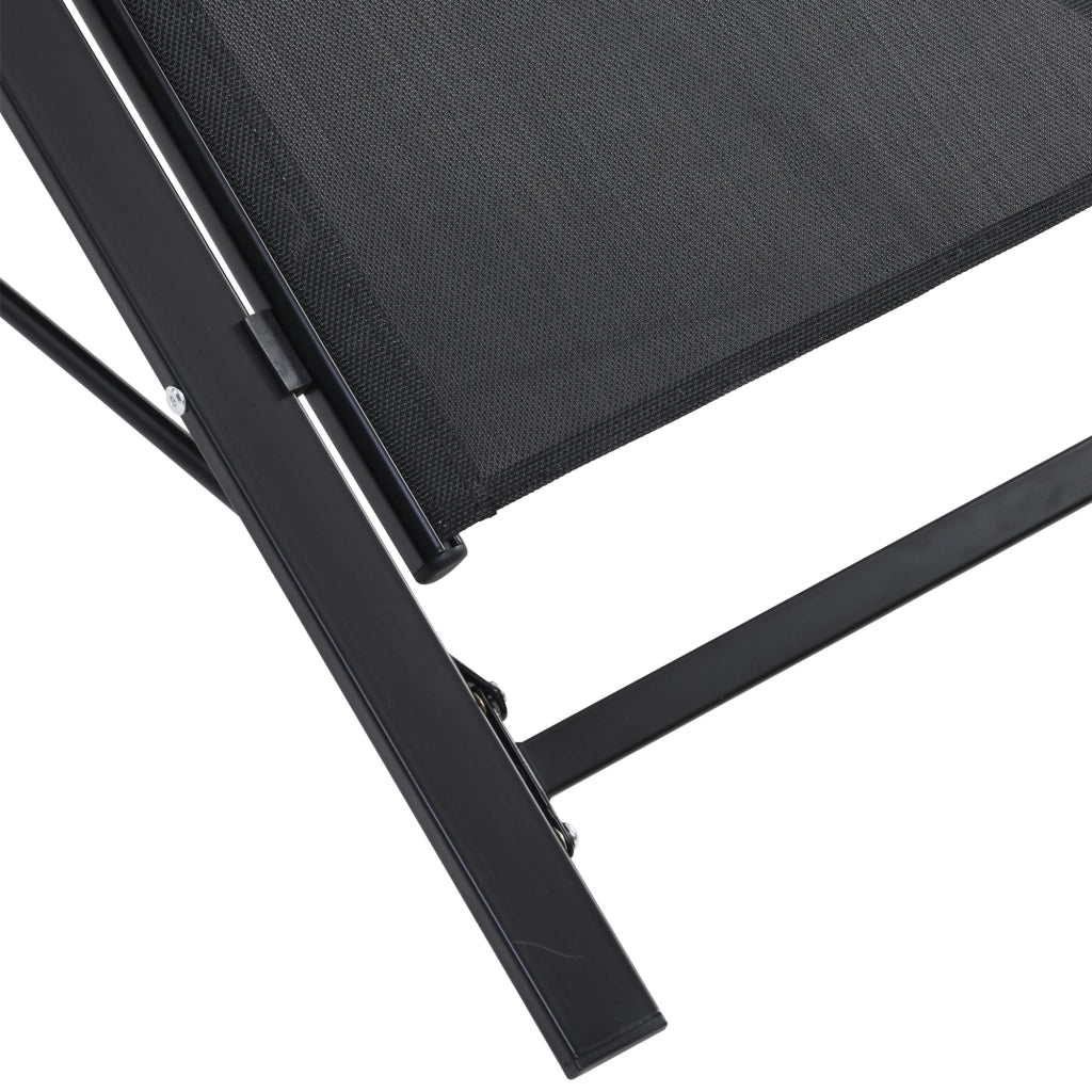 Set 2 lettini prendisole con tavolino ¨C Xylo ¨C vetro temperato metallo textilene nero