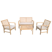 Set di mobili da giardino in acacia GOA 4 posti - cuscini sabbia