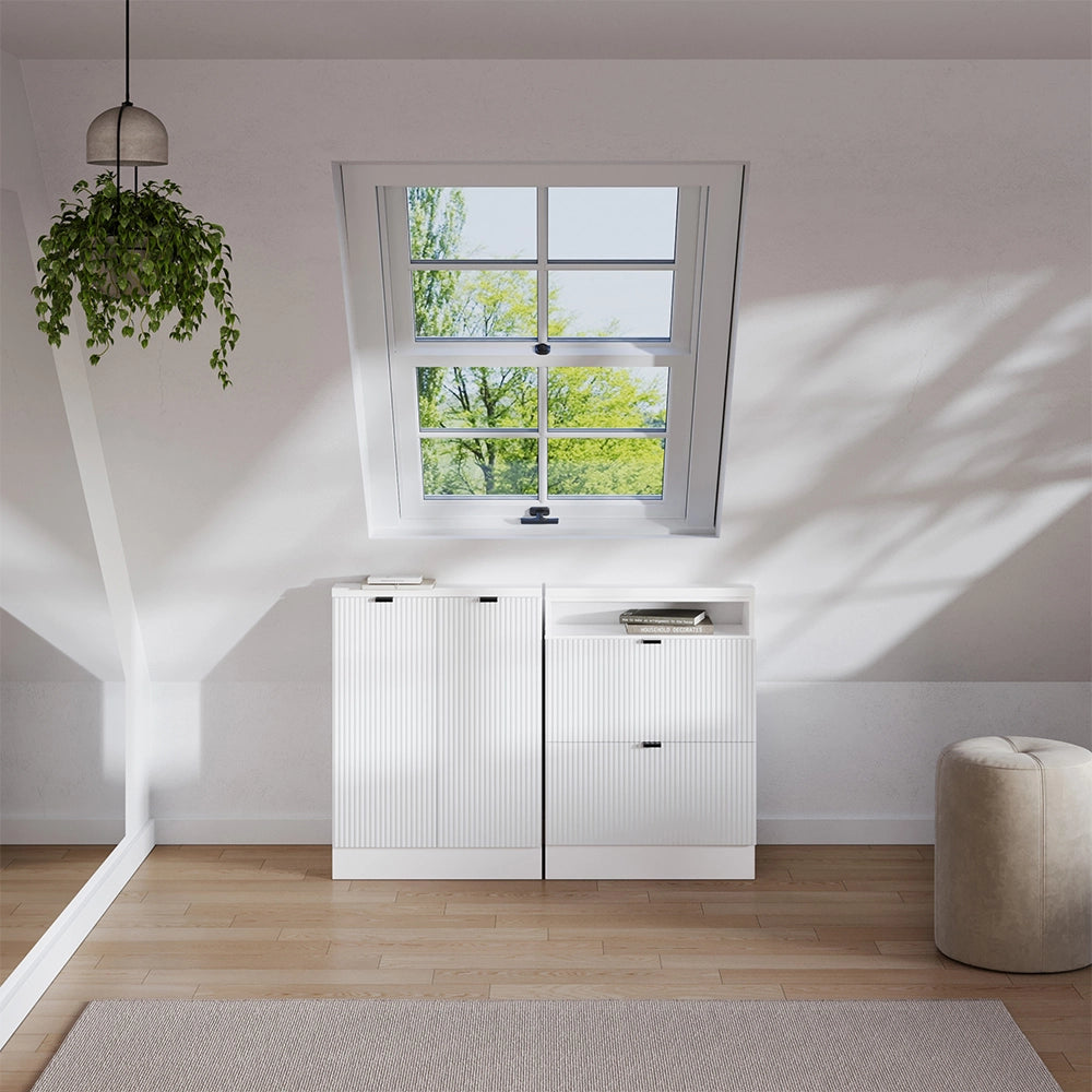 Mobile sottotetto Rion Ondulazione bianca/Bianco 60 x 83.8 cm con 2 porte Vicco