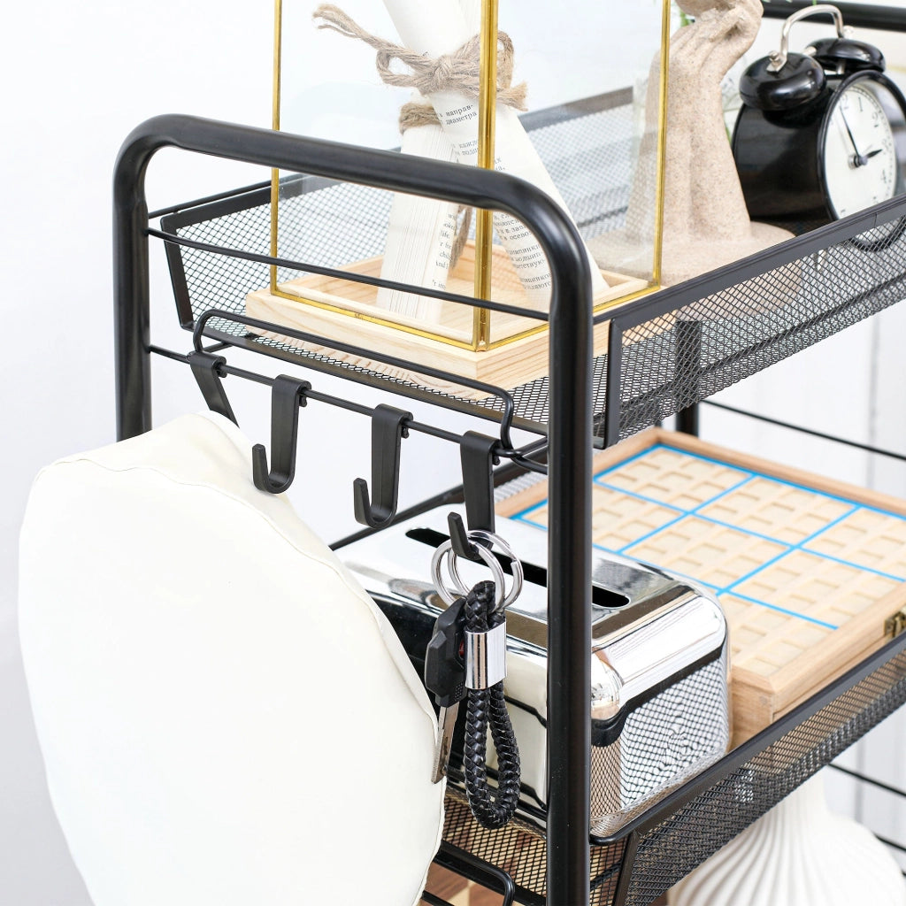 Carrello da Cucina Salvaspazio a 5 Livelli con Cestini a Rete 45x26,5x106 cm in Acciaio Nero