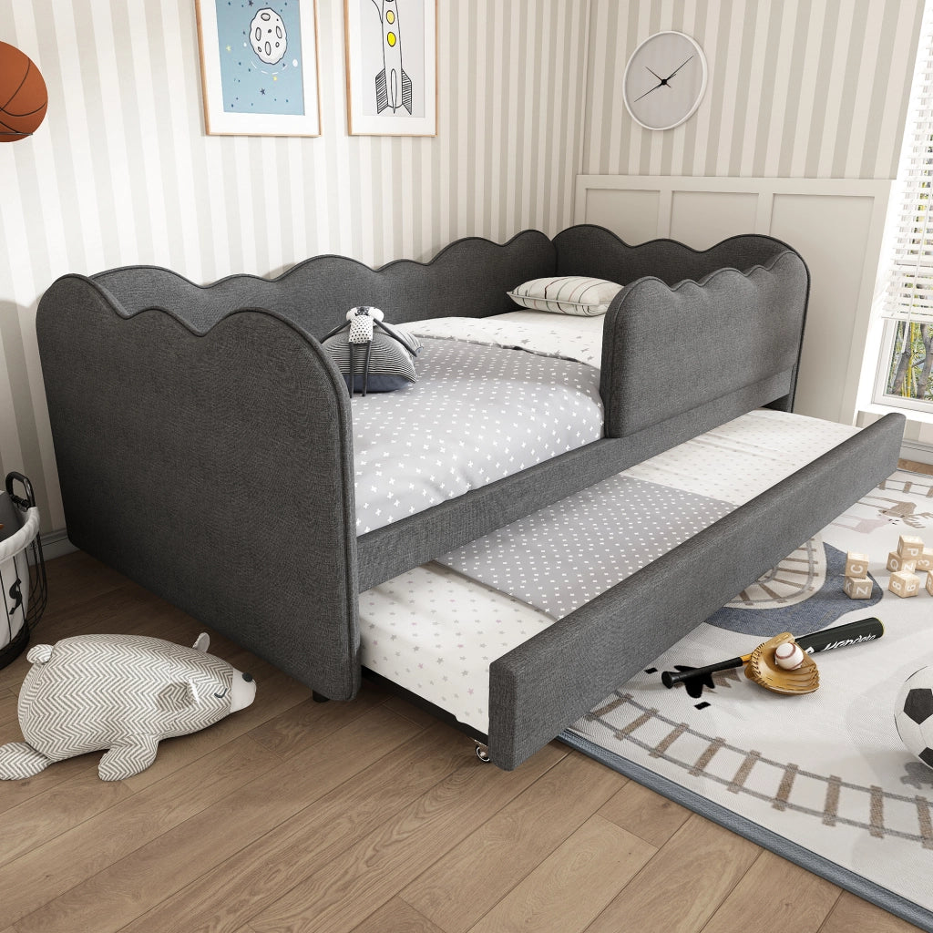 LETTO Giorno estraibile 90x190 cm in lino grigio