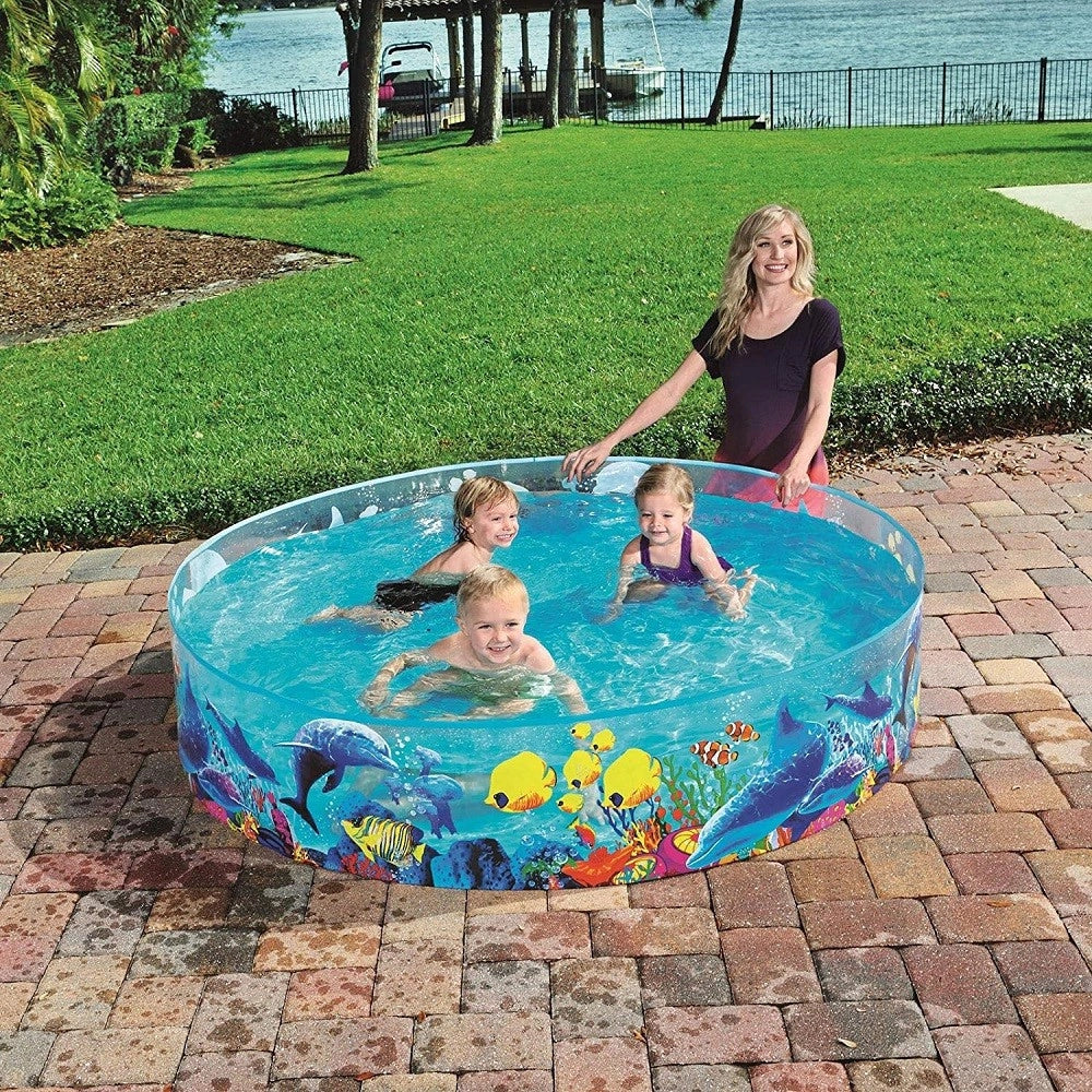 Trade Shop - Piscina Piscinetta Rigida Per Bambini 2 Anni+ Fantasia Marina 183 X 38 Cm 55030 -