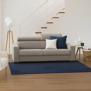 Divano fisso Matrice, Divano a 3 posti, Made in Italy, SofÒ  Soggiorno, in tessuto imbottito, con poggiatesta regolabili e Braccioli standard, cm 220x95h85, Tortora