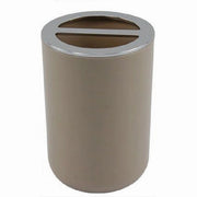 Trade Shop - Portaspazzolini Bicchiere Accessori Bagno 2 Fori Tortora Silver Contenitore 69466 -