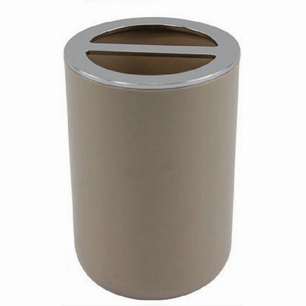 Trade Shop - Portaspazzolini Bicchiere Accessori Bagno 2 Fori Tortora Silver Contenitore 69466 -