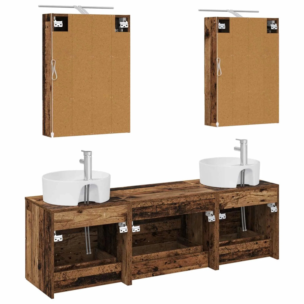 Set di mobili per il bagno 5 pcs Legno antico 3406885