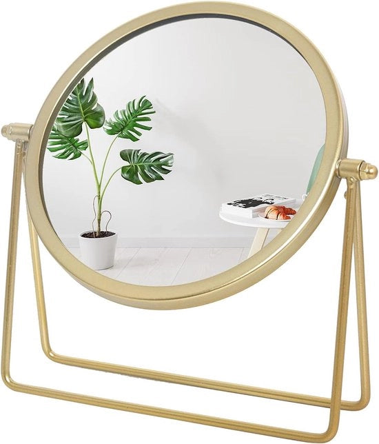 Specchio 360 gradi rotante a muro - Specchio da tavolo e trucco in vetro - Specchio da trucco con robusta maniglia a U - Strumenti da trucco per donne - 18x21cm