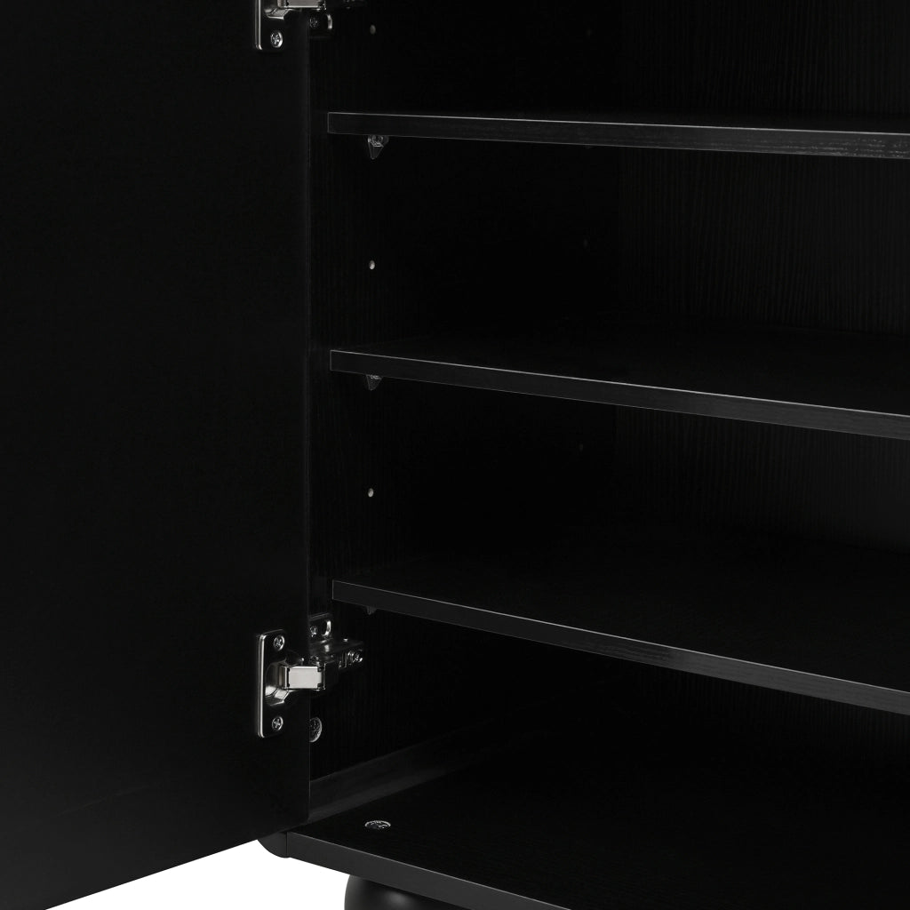 Madia nera 140x38x89 cm con 2 cassetti; 4 ante e ripiani regolabili HOMVRA