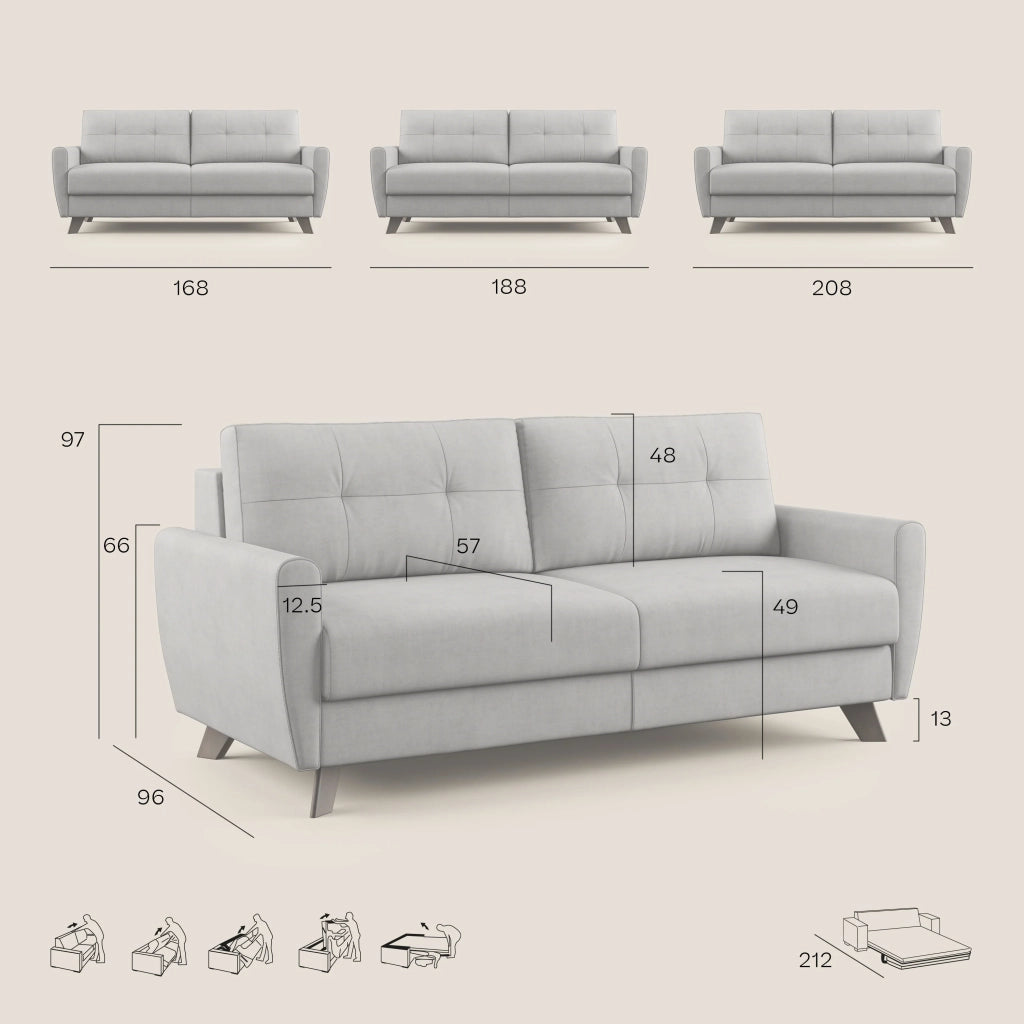 Callisto Divano letto matrimoniale 168 cm grigio chiaro