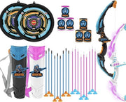 Set da archeria illuminata per bambini, con 2 archi, 18 frecce, 8 bersagli e 2 sacchetti