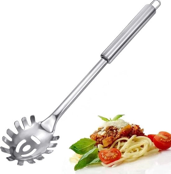 Spazzola per spaghetti in acciaio inossidabile - Manico ergonomico - 30,5 cm - Resistente alla lavastoviglie - Orecchio di appoggio - Cesti per servizio rapido - Spazzola per pasta
