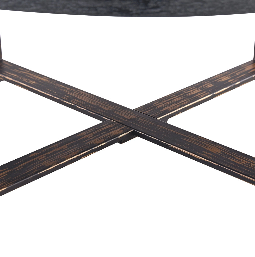 Tavolino da caffè rotondo Ø68 cm nero e bronzo antico