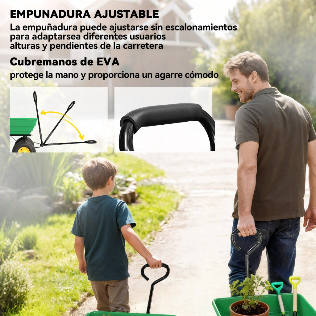 Carrello Giardino Inclinabile Verde ¨C Zephmum ¨C 109x52x94 cm