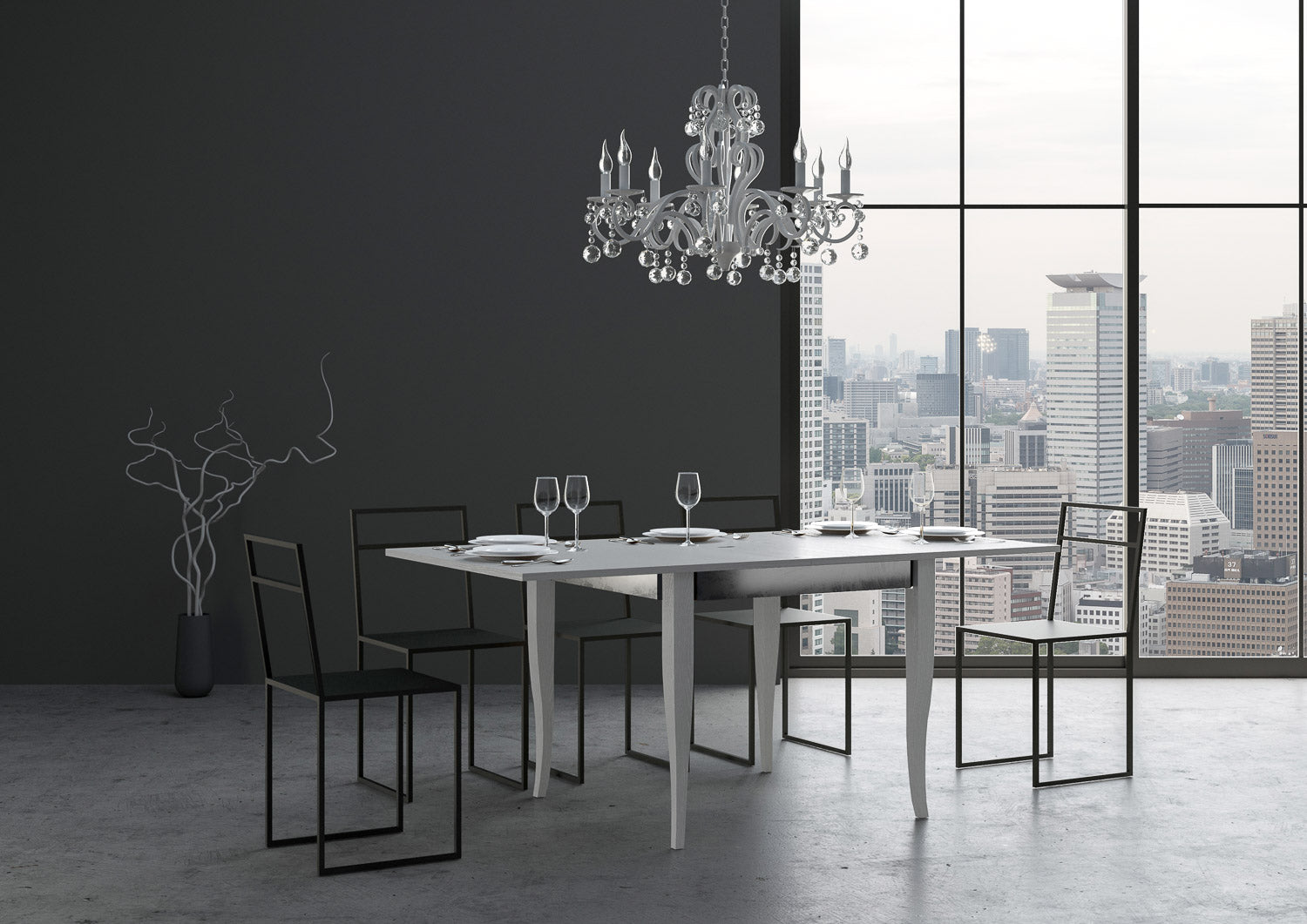 Tavolo Allungabile 90-180x90x78/80 cm Sciabola Librox Bianco Frassino