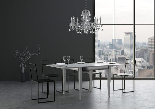 Tavolo Allungabile 90-180x90x78/80 cm Sciabola Librox Bianco Frassino