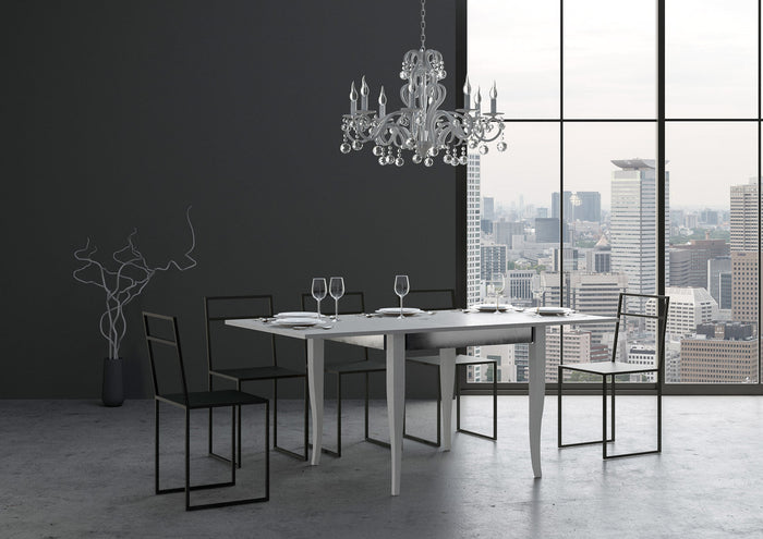 Tavolo Allungabile 90-180x90x78/80 cm Sciabola Librox Bianco Frassino