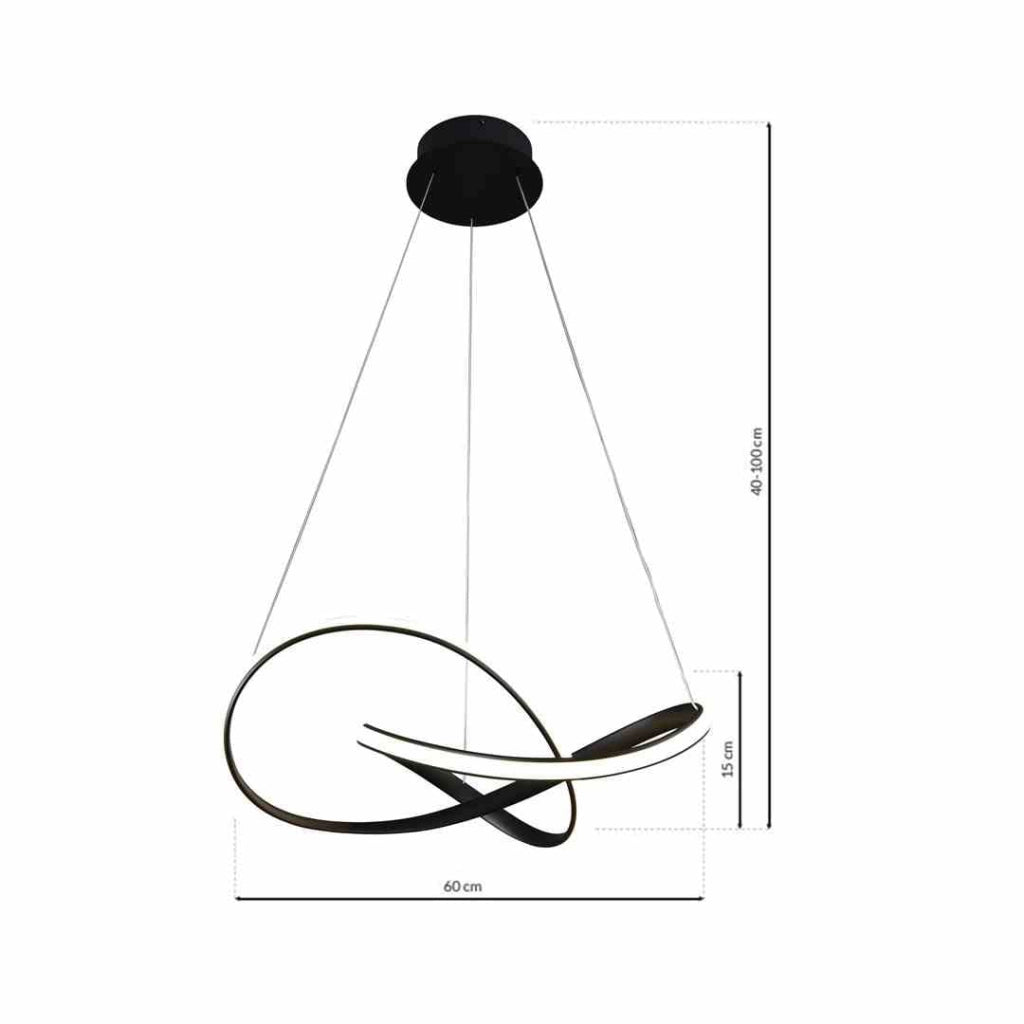Lampadario sospeso LED Milagro Cappio Ø60 nero 36W 4000K