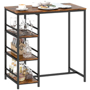 Tavolo da bar con ripiani ¨C zephmum ¨C 90x50x90.5 cm, marrone rustico, nero