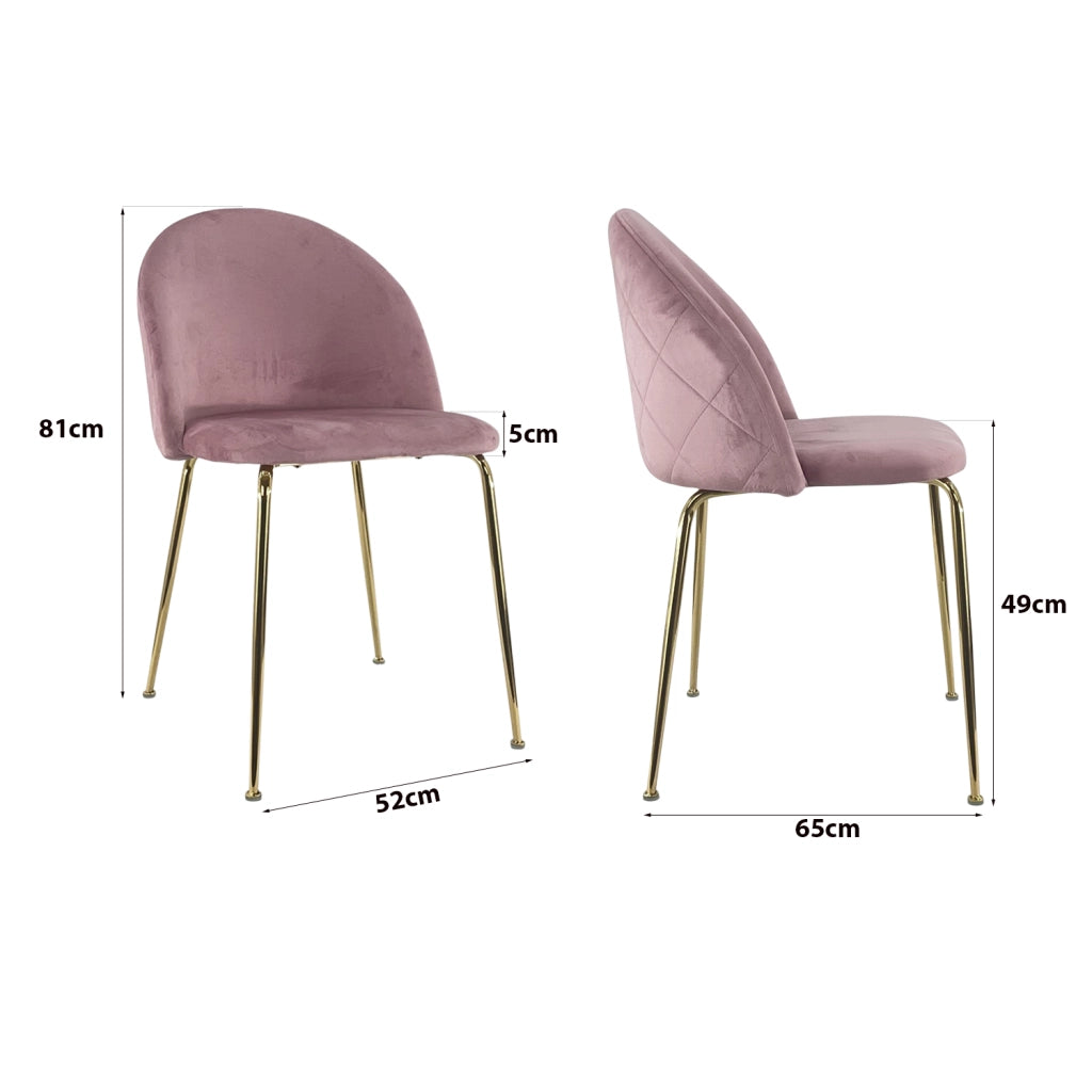 Marvin Sedia in Velluto e Oro Oslo da Sala Pranzo Con Gambe Metallo Dorate Seduta Imbottita Sedie Poltronci Rosa/1 Sedia