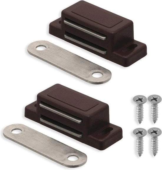 Set di Magnete per Porte e Mobili - 2x Chiusura Magnetica Marrone