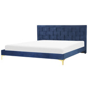 Struttura del letto imbottita 180 x 200 cm Blu Gambe dorate in velluto