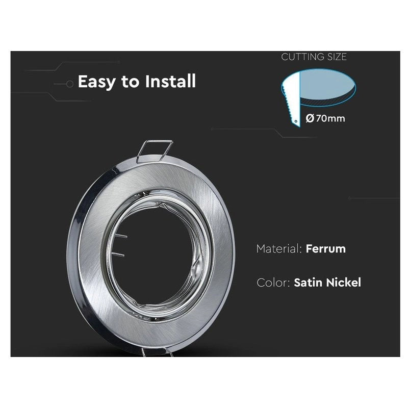 2 PZ Porta Faretti LED GU10 MR16 Rotondi Orientabili con Molla Nichel Satinato SKU 8939