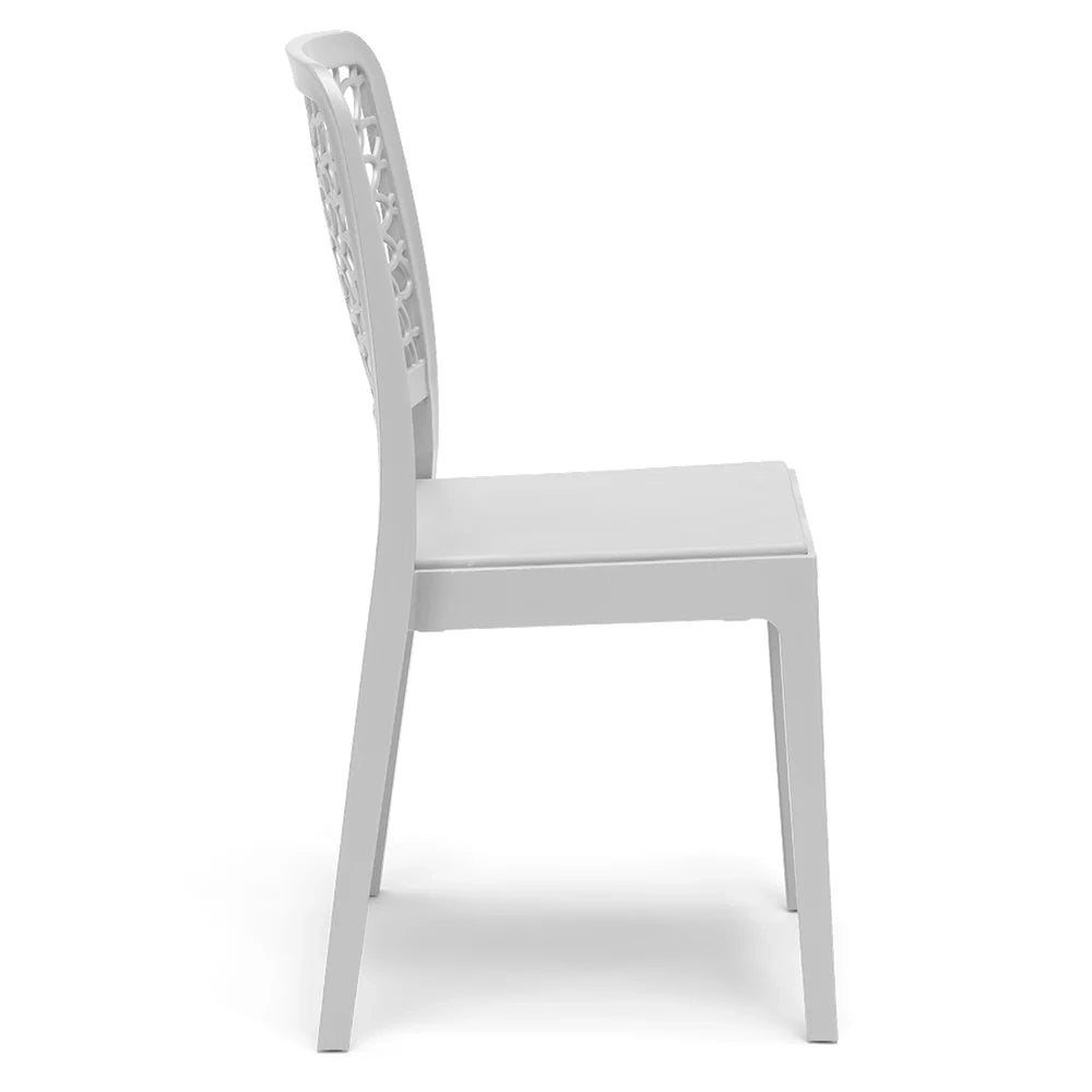 Sedia in polipropilene TICHE, impilabile, resistente ai raggi UV, design moderno, ideale per sala da pranzo, cucina, sala d’attesa, bar, ristoranti o giardino, colore Bianco