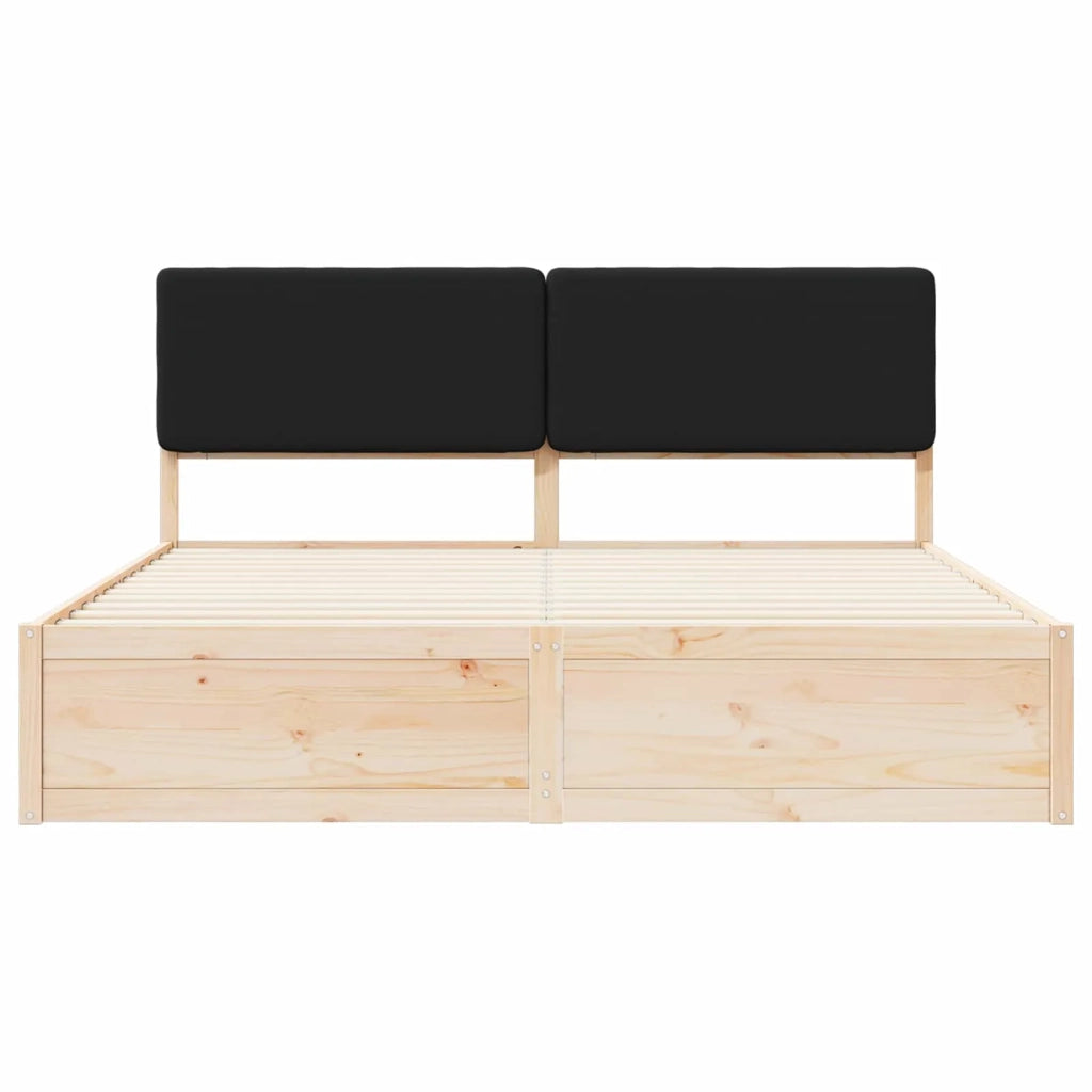 Letto con Testiera Rivestita Nero 180 x 200 cm Pino massello 3398146
