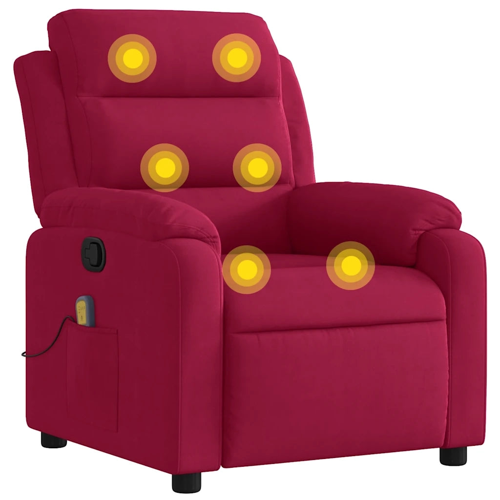 Divano Sedia-Poltrona Massaggiante Reclinabile Rosso Vino in Velluto 412503