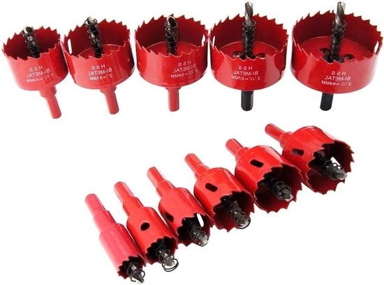 Kit di sega a gusci metallo 7 pezzi 7-8 "fino a 2-1-2" - Uso generale - Segare gusci Trapano Trapano - Segato a lama HSS - Piastra - Legno Plastica Gesso Scaglie metalliche (11 pezzi)