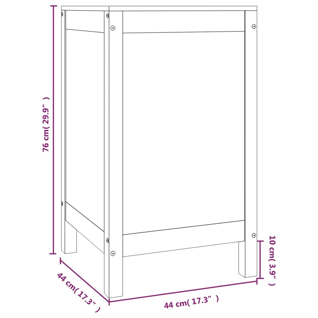 Contenitore per Bucato Grigio 44x44x76 cm Legno Massello Pino 823576