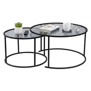Aedion, Tavolino da Salotto set di 2 Tavolini, 80x80x43h cm Nero