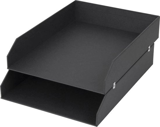 Set di 2 cassettoni per scrivania in legno di abete grigio scuro con sistema di archiviazione.
