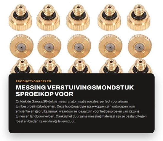 Set di atomizzatori in rame - 20 pezzi - cassa in ottone - acciaio inossidabile - spessore 0,4 mm - atomizzatore - atomizzatori a nebbia - flusso di corrente 80-145 ml/min