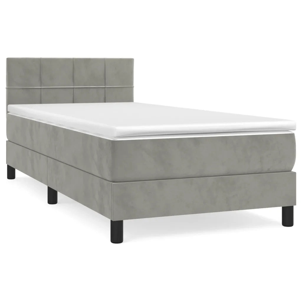 Giroletto a Molle con Materasso-Struttura Letto Grigio Chiaro 90x190 cm Velluto 303898