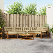 Set di divani da esterno con cuscino 6 pcs Naturale e Beige