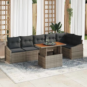 Set da Pranzo per Giardino con cuscino 7 pcs Grigio e Marrone 3349845