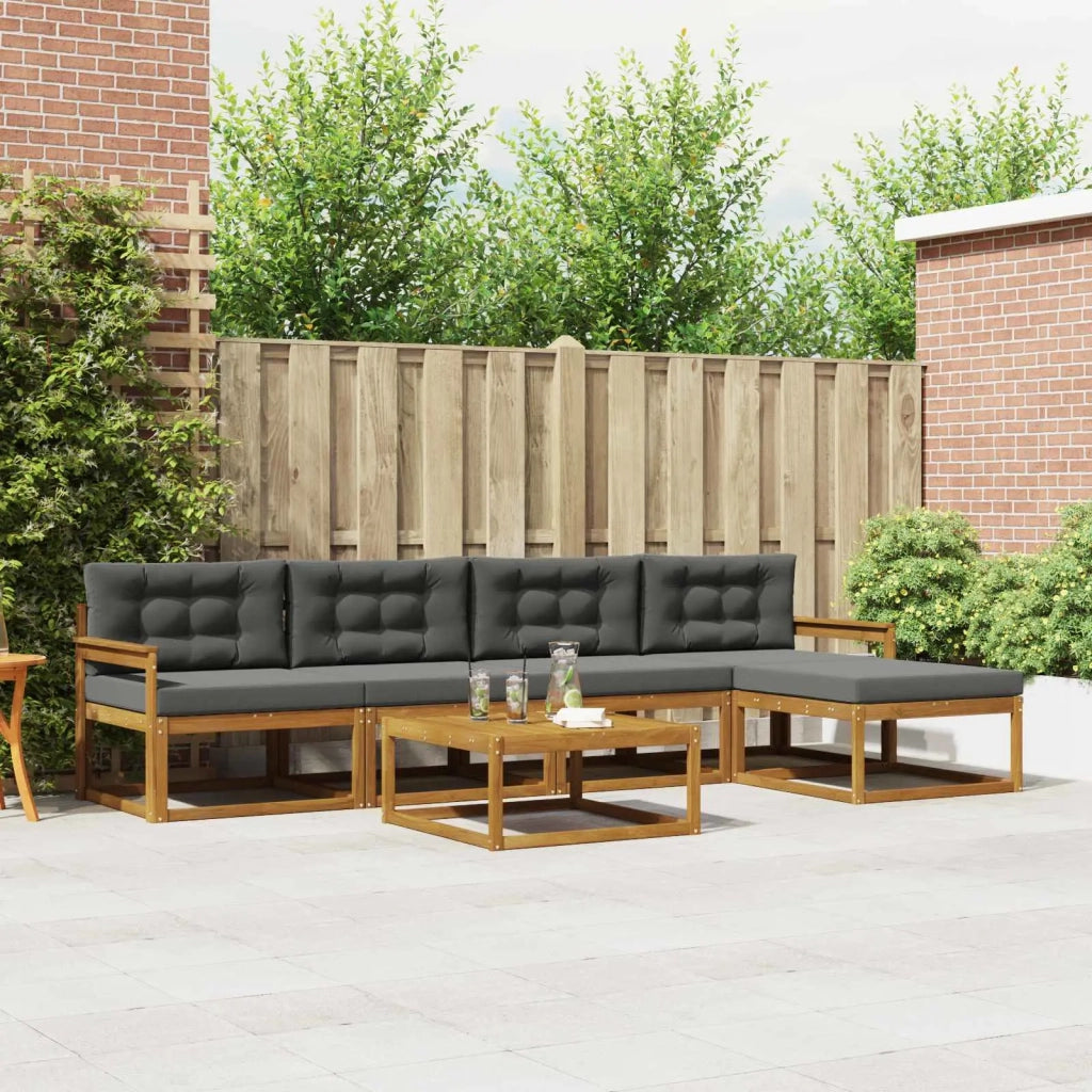Set di divani da esterno con cuscino 6 pcs Naturale e Antracite 3367465