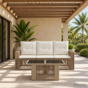 Set Divano da Giardino 4 pz Beige e Bianco Crema polyrattan 3436740