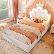 Letto imbottito 90 x 200 cm con LED e contenitore idraulico